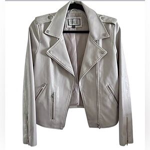 BKE Grey Faux Leather Moto Jacket Medium